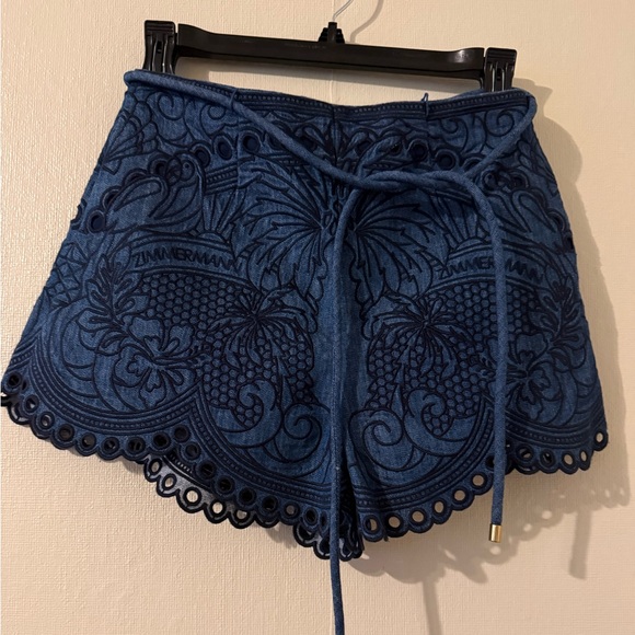 Zimmermann Coco Embroidered Denim Shorts - Picture 2 of 7